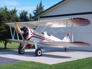 Stearman at the hanger with Airtech Fabric and paint